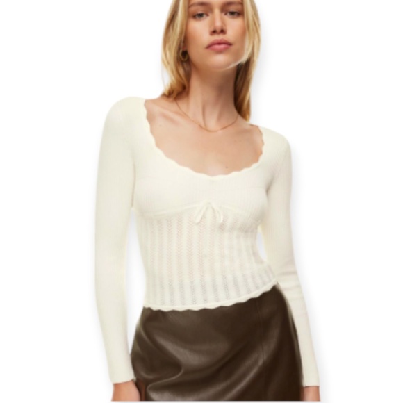 Aritzia Sweaters - Aritzia Wilfred Soloist Sweater Long Sleeve Birch Cream SZ Medium